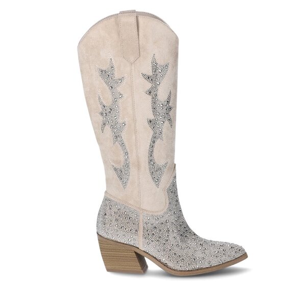 NWT Madden NYC Tall Western Embroidered Boots, Rhinestones, Sparkly, Fancy Boots - Picture 2 of 5